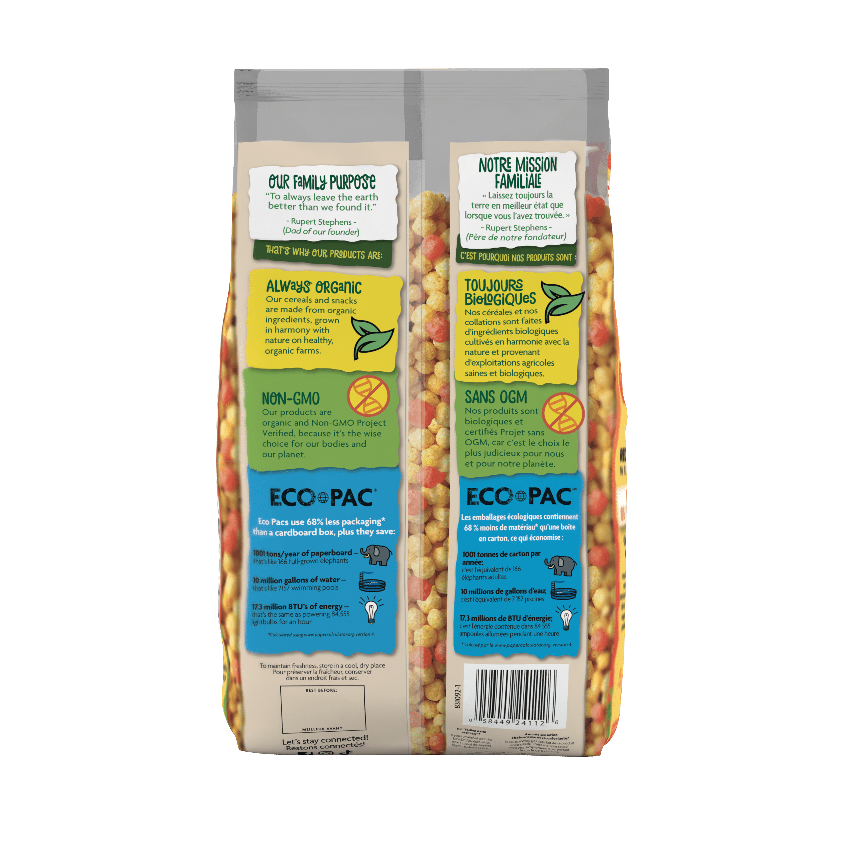 Céréales froides biologiques Red Panda Puffs EnviroKidz de Nature's Path sac de Eco Pac de 650 g