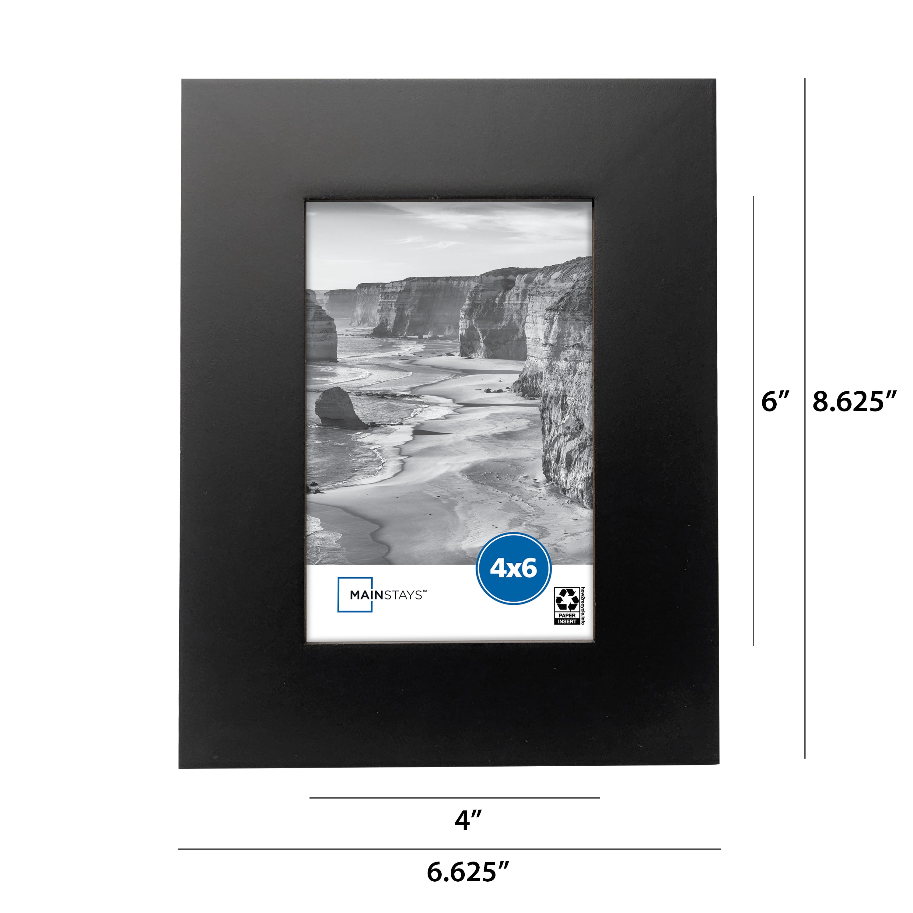 Mainstays 4" x 6" Black Gallery Wall Picture Frames with 1.5" Profile, Set of 4