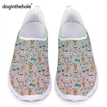 

Veterinary Pattern Casual Women s Sneakers Light Slip-on Footwear Teen Breathable Mesh Flats Zapatos de Mujer