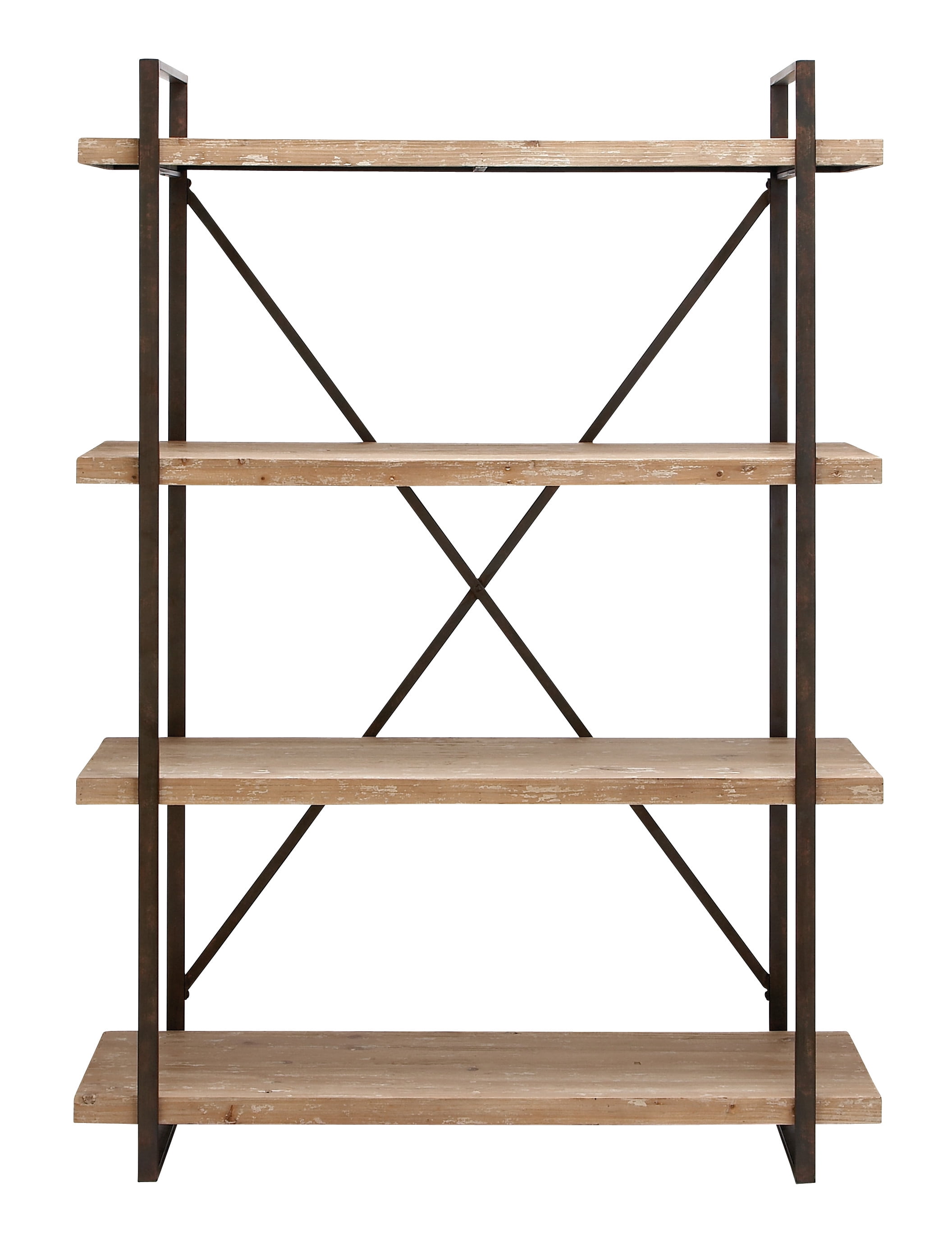 DecMode Wood Industrial Shelving Unit, Brown, 67"H