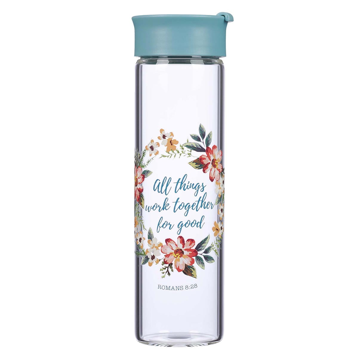 All Things Work Together For Good Glass Water Bottle - Romans 8:28