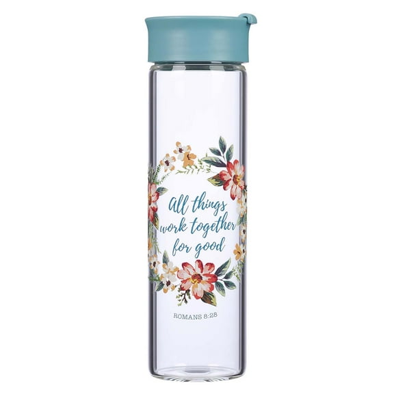 All Things Work Together For Good Glass Water Bottle - Romans 8:28