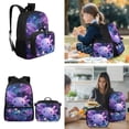 thumbnail image 2 of Yspwyqan Purple Floral Axolotl Kids Backpack Set 4Pcs with Lunch Box Pencil Case Water Bottle Bag, 17 Inch Double Zipper Lightweight Bookbags Fits 14" Laptop for School Travel Hiking, 2 of 7