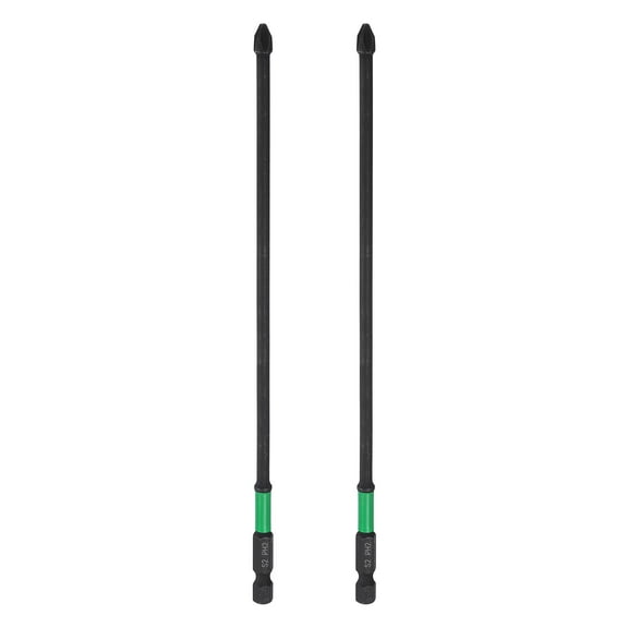 2pcs #2 Impact Phillips Screwdriver Bit PH2 1/4" Hex Shank 8" (200mm) Long 0.2" Rod Magnetic Cross Head Drill Bits S2 Steel Industrial Screw Driver for Impact Power Drivers