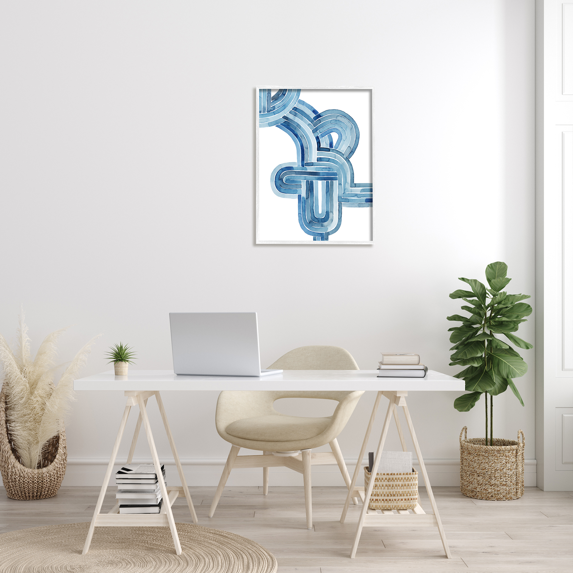 Stupell Industries Braided Blue Line Abstraction Modern Watercolor Weave, 24 x 30, Design by Grace Popp