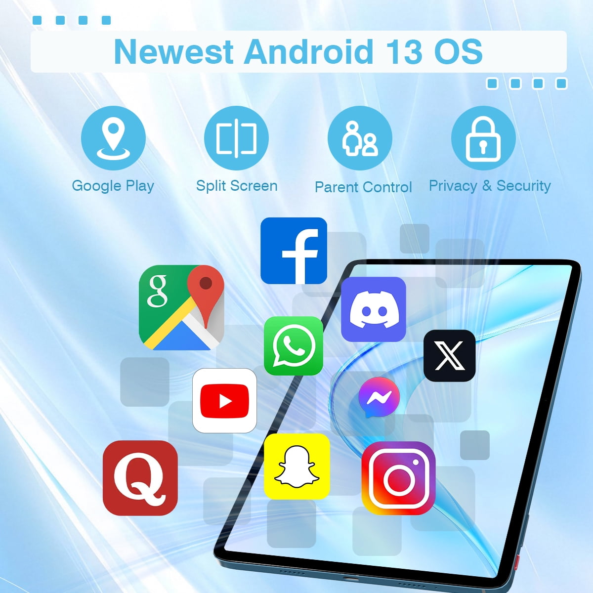 Android Tablet with SIM Card Slot Unlocked 12 Inch Large Screen 4G LTE Cellular Tablet with Android 13 16GB(8+8 Virtual) RAM 256GB ROM GPS WiFi BT 8000Mah 2K Display for Adults Kids
