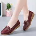 thumbnail image 2 of Wedge Slip on Penny Loafers for Women Ladies Classic Leather Casual Mid Heels Walking Boat Dress Shoes, 2 of 4