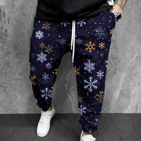 

Zedker Winter Pants For Men Work Men Casual Fashion Sweatpants Christmas 3D Printed Elastic Trousers