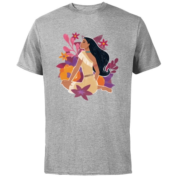 Disney Princess Pocahontas in the Flowers - Short Sleeve Cotton T-Shirt for Adults - Customized-Athletic Heather