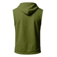 thumbnail image 5 of Men's Sleeveless Hoodie Casual Vintage Washed Muscle Tank Top Workout Gym Loose Fit Drawstring Hooded Shirt Summer Tops,XXL,Army Green, 5 of 7