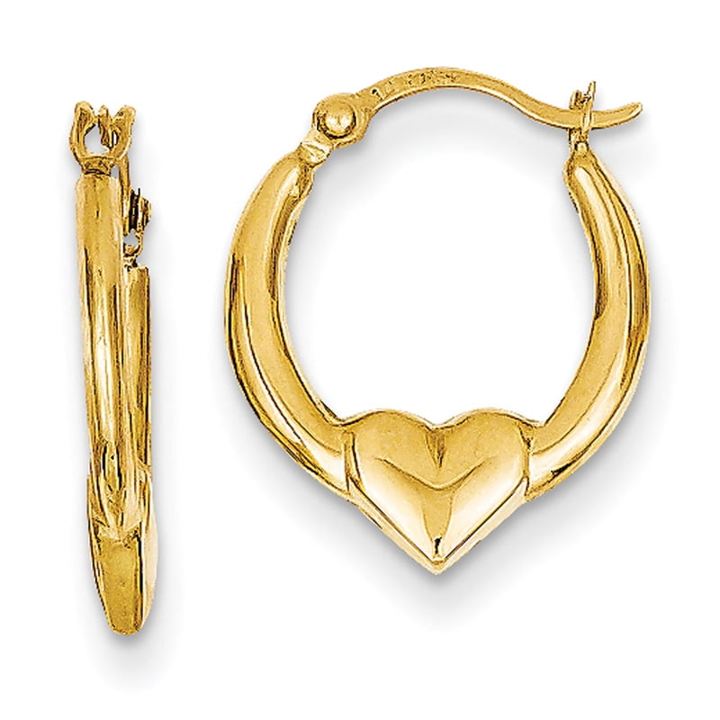 Kevin Jewelers - 14k Yellow Gold Heart Hoop Earrings - Walmart.com ...