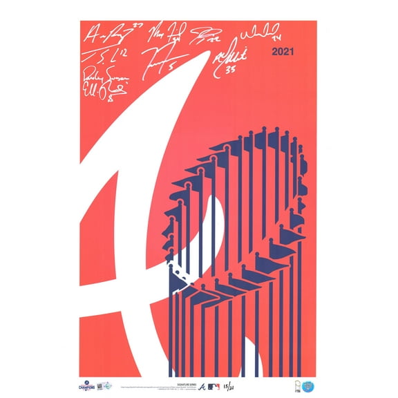 Atlanta Braves Multi-Signed 14" x 20" 2021 World Series Champions A Logo Minimalist Print by S. Preston - Limited Edition of 21 - Fanatics Authentic Certified