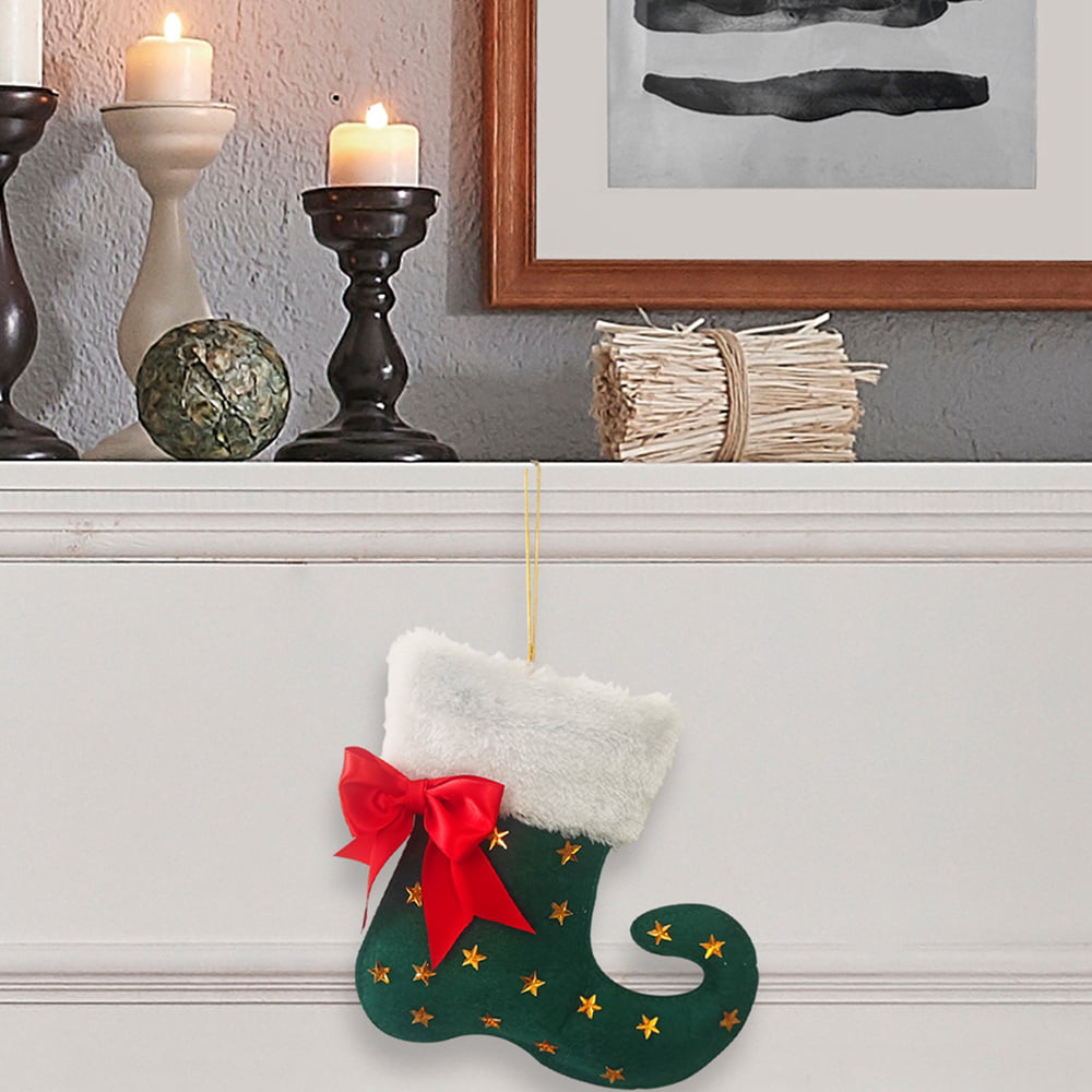 2 Pcs Elf Leg 3D Christmas Stockings 12.2 Inch Personalized Stocking Funny  Stockings for Xmas Tree Fireplace Hanging Family Holiday Party Seasonal