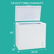 Koolatron Large Chest Freezer, 7.0 cu ft (195L),Manual Defrost Deep Freeze, Storage Basket, Space-Saving Flat Back, Stay-Open Lid, Front-Access Drain, White