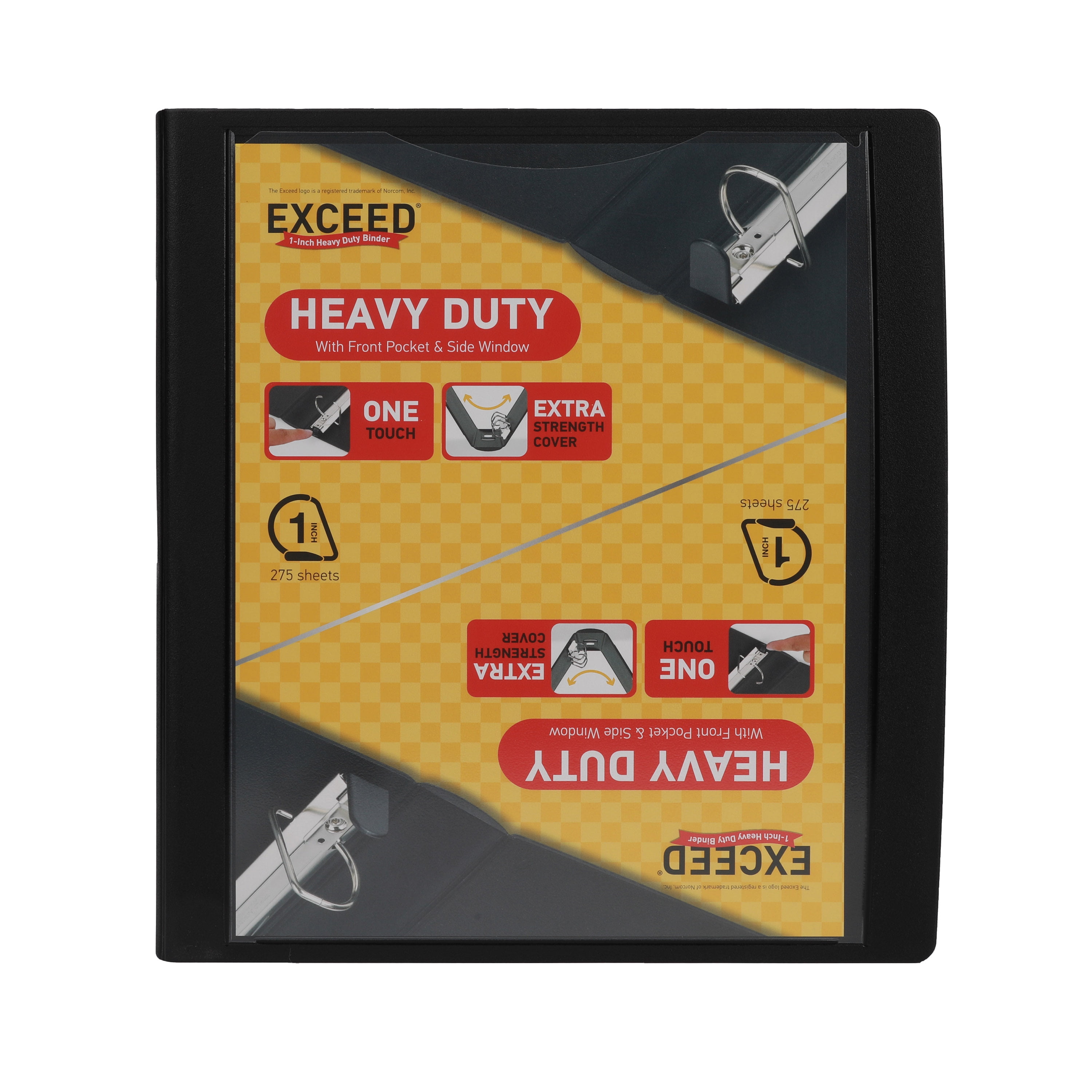 Exceed 3-Ring Heavy Duty Binder, 1 Inch, Slant Ring, Black, 4 Pack