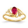 thumbnail image 1 of Solid 14k Yellow Gold 6x4mm Oval Simulated Ruby AA CZ Ring, 1 of 1