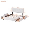 thumbnail image 5 of Upholstered Platform Bed with Headboard & 4 Storage Drawers, No Box Spring Needed, Modern Linen Fabric, Sturdy Wood Frame, Queen Size, 5 of 7