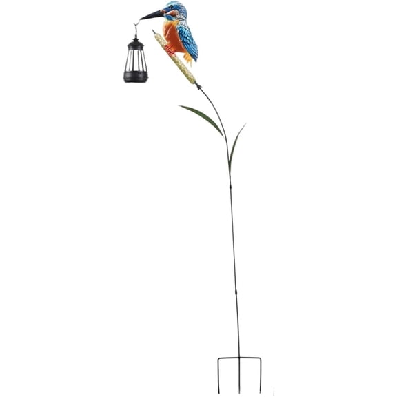 Solar Kingfisher Garden Light, Outdoor Figurine Statue Lantern for Patio Backyard Walkway (Black)