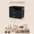 thumbnail image 6 of Countertop Makeup Organizer with Drawers, 3 Tier Cosmetic Storage Box with Beauty Accessories Set, Vanity Bathroom Counter Dresser Skincare Display Case for Lipsticks, Beauty Palettes, Black, 6 of 10