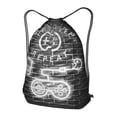 thumbnail image 3 of XMXT Waterproof Gym Bag, Game Motto Neon Print Black Drawstring Backpack for Men, s Black, 3 of 8