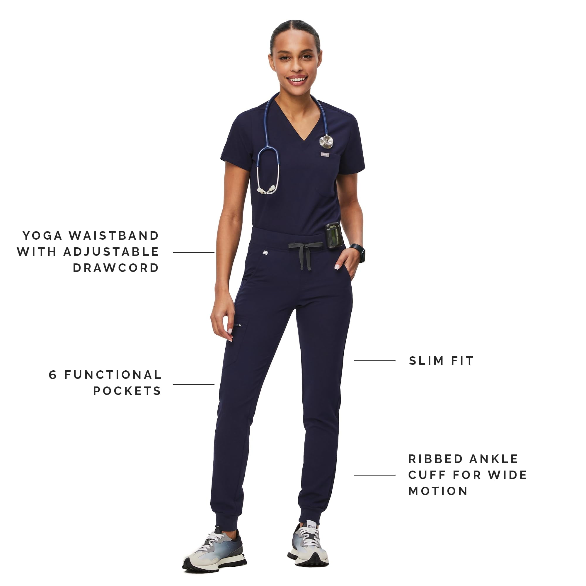 FIGS Zamora Jogger Style Scrub Pants for Women - Navy, XX-Small Tall -  Walmart.com