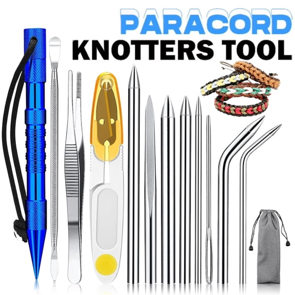 12 Pcs Paracord Tools Needles Paracord FID Set Stitching Set Stainless Steel Lacing Needles Smoothing Tool Knotter with Marlin Spike for Work Leather Weaving Blue