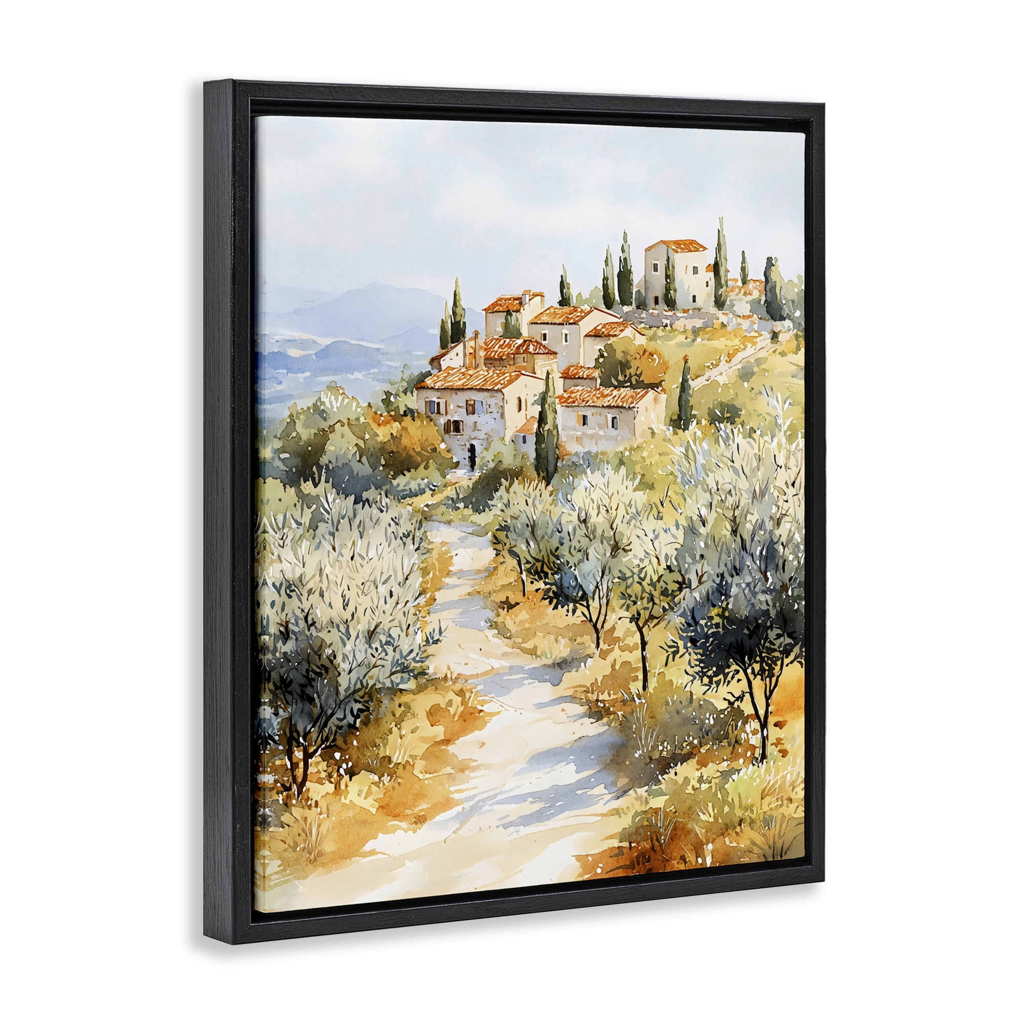 Stupell Industries Tuscan Hilltop Village View Black Framed Floater Canvas Wall Art, design by LSR Design Studio