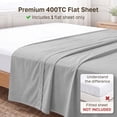 thumbnail image 3 of California Design Den Queen Flat Sheet Only - 400 Thread Count 100% Cotton Sateen, Soft and Breathable - Light Grey, 3 of 10