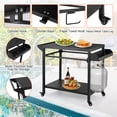 thumbnail image 3 of Garvee Outdoor Grill Cart with Wheels, Movable Metal Kitchen Prep Table & BBQ Trolley with Storage Shelves for Pizza Ovens, Patio, Camping, Black, 3 of 8
