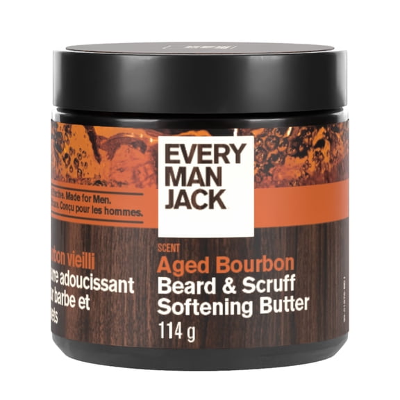 Every Man Jack Aged Bourbon Hydrating Beard + Scruff Softening Butter for Men, Naturally Derived, 114g