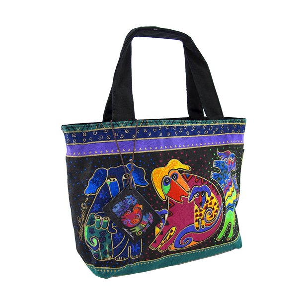 Laurel Burch `Dog And Doggies` Small Tote Bag Purse