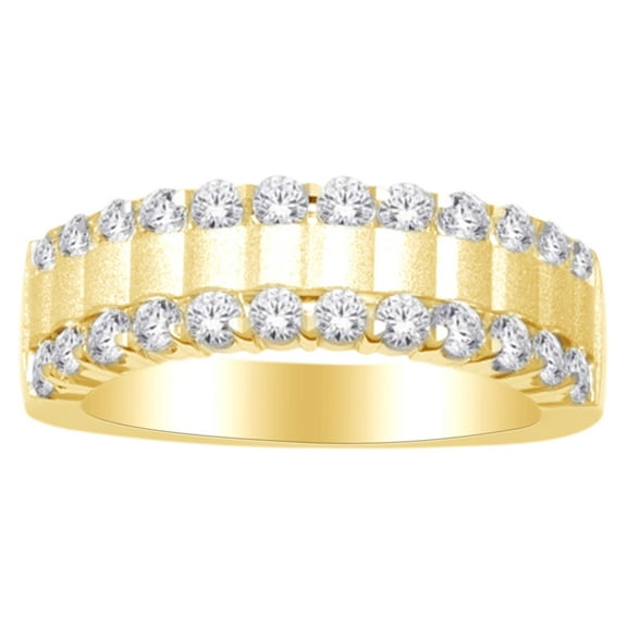 AFFY 14k Yellow Gold 1 CT Round Cut White Natural Diamond Men's Fashion Band Ring With RING Size-11