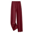 thumbnail image 6 of Women's High Waisted Elastic Waistband Pocket Pants Trousers Slacks, Stretchy Soft Lounge Casual Daily Home Wear Travel Essentials for Women | Aestivo, Wine XXL, 6 of 7