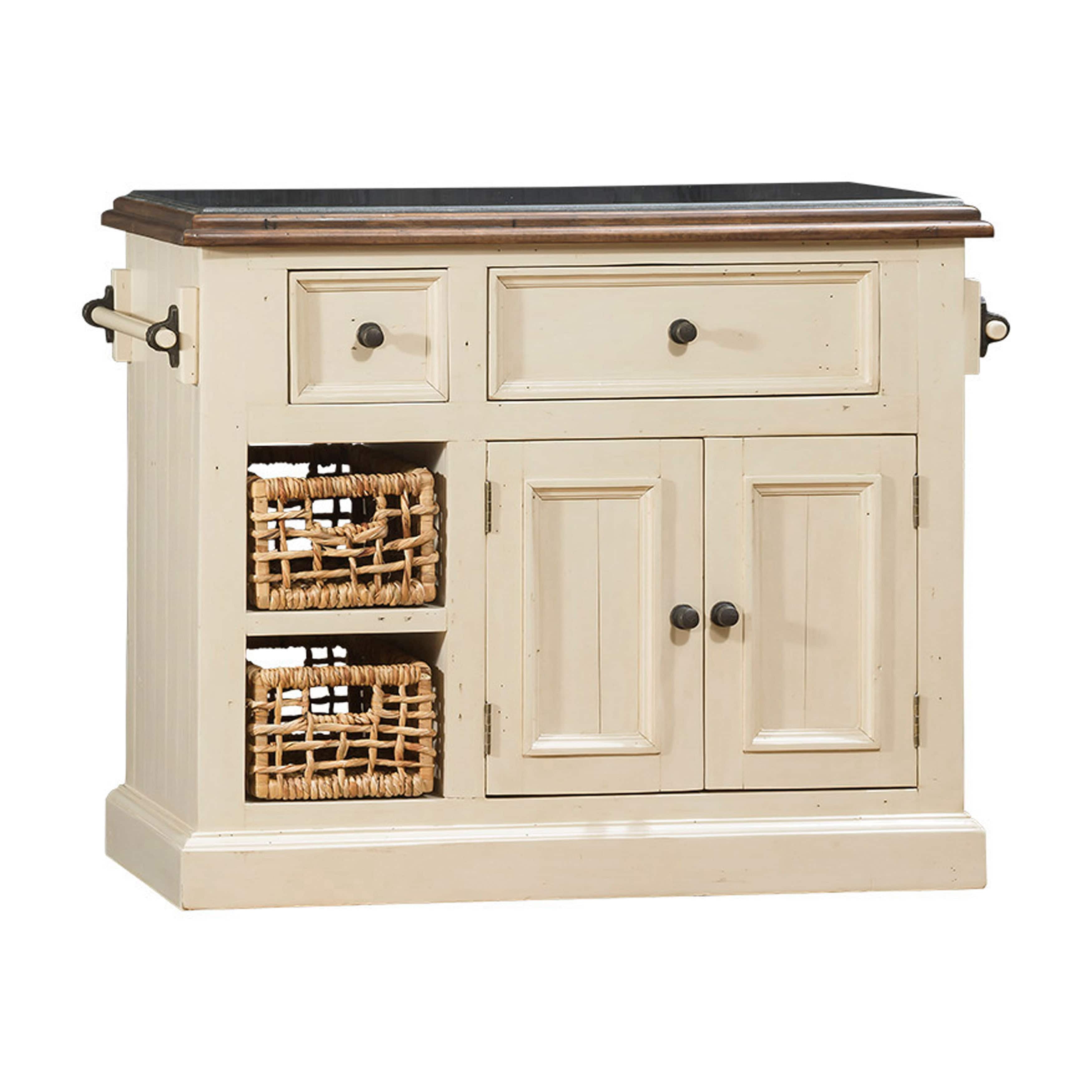 Hillsdale Furniture White Wood Granitetop Kitchen Island with 2