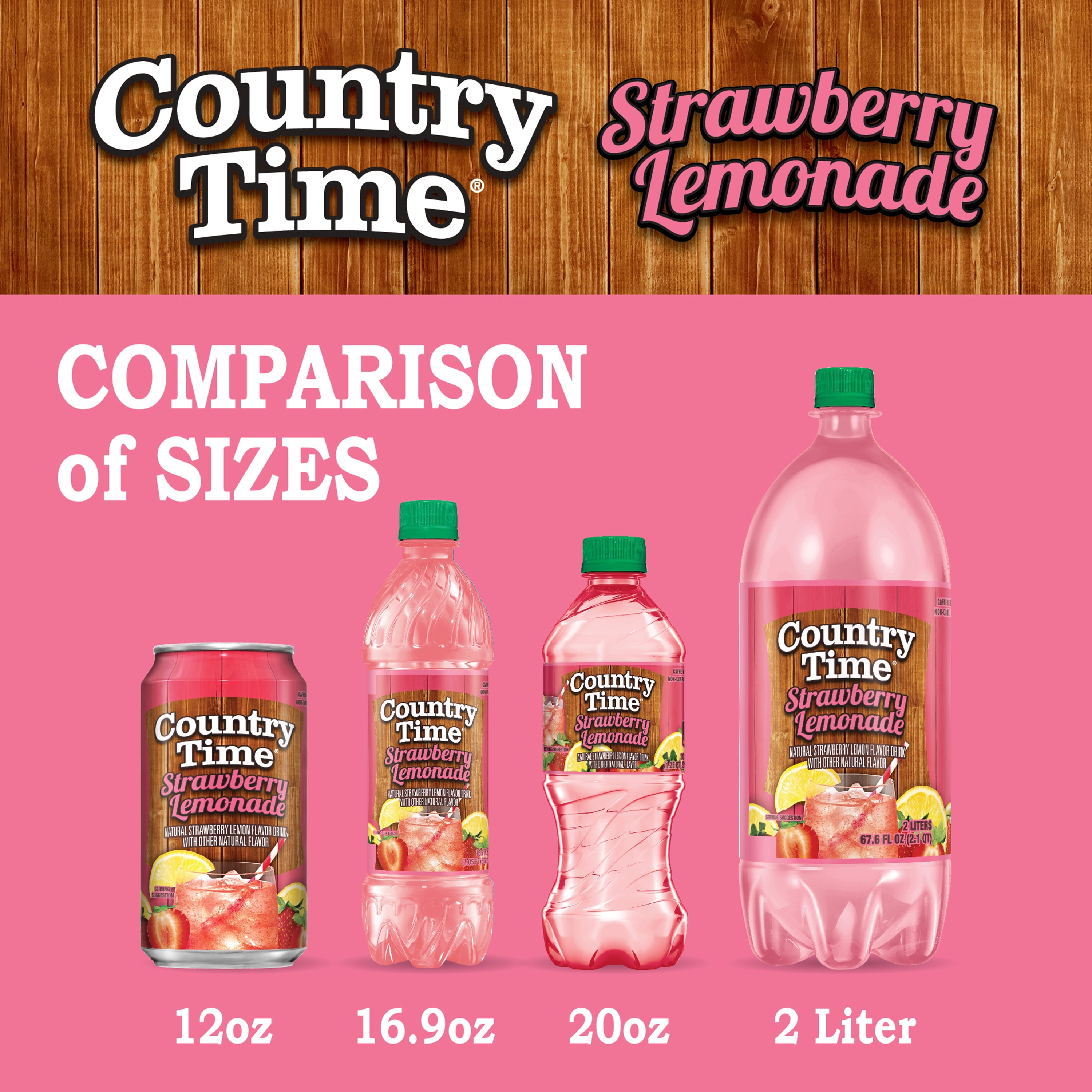 Country Time Strawberry Lemonade Soda Pop, 12 fl oz, 12 Pack Cans, Allergens Not Contained