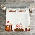 thumbnail image 3 of Ambesonne Christmas Quilted Bedspread Set 3 Pcs, Gingerbread Train, Queen Size, White Brown Vermilion, 3 of 3