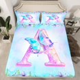 thumbnail image 2 of Homewish Aesthetic Letter A Queen Sheet Sets for Kids, Blue Kawaii Butterfly Flat Sheet, Fairy Tale Princess Style Queen Fitted Sheet, Breathable Home Decor, 4pcs, 2 of 7