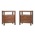 thumbnail image 6 of 2-Pack Walker Edison Modern Solid Wood Nightstands with Glass Top Walnut, 6 of 8