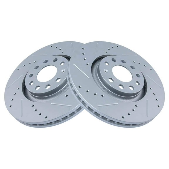 TRQ Front Performance Brake Rotors Set Premium G-Coated Cross Drilled & Slotted Fits Select 2005-2009 Audi A4 A4 Quattro 2002-2004 A6 2000-2004 A6 Quattro 2001-2005 Allroad Quattro 2000-2002 S4