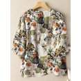 thumbnail image 3 of ZANZEA Women 3/4 Sleeved Floral Printed Blouse Loose Shirts O-Neck Tops, 3 of 3