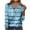 Blue, variant on Giftesty Womens Shirts Women Daily Striped Printed V-Neck Pullover Long Sleeved Casual Button Up Top