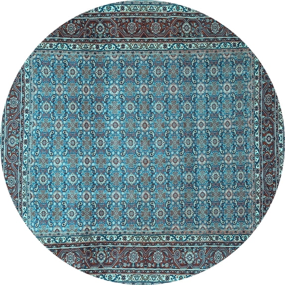 Ahgly Company Indoor Round Persian Light Blue Traditional Area Rugs, 4' Round