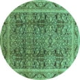 thumbnail image 1 of Ahgly Company Machine Washable Indoor Round Oriental Turquoise Blue Traditional Area Rugs, 4' Round, 1 of 4