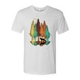 thumbnail image 2 of Wild Bobby, Trippy California Redwoods Forest Fox Silhouette | Mens Fashion Premium Tri Blend T-Shirt, Heather White, Small, 2 of 4