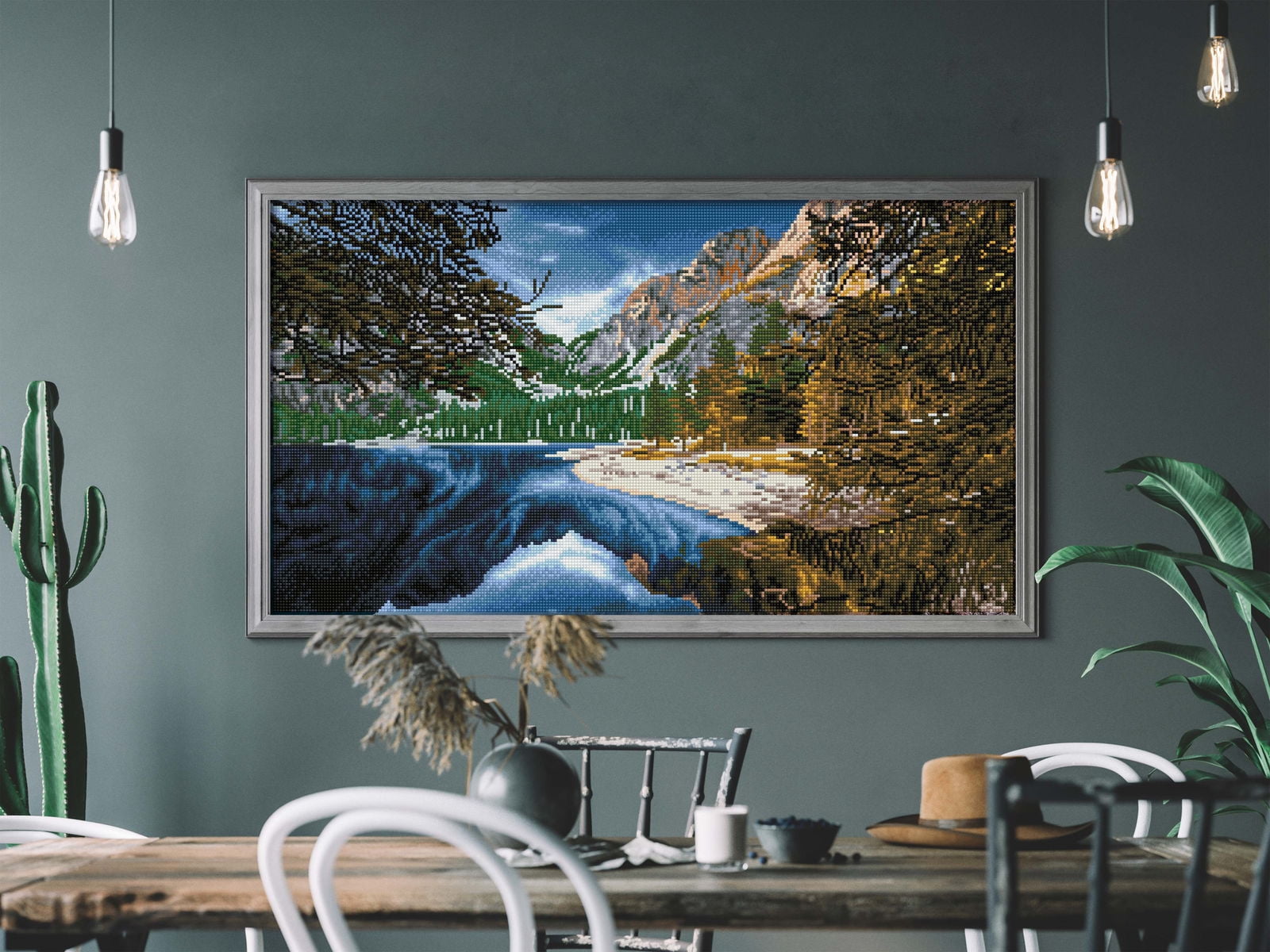 Diamond Dotz Braies Lake, Dolomites, Italy Mountain Diamond Painting Kits for Adults - Diamond Art Kits a Relaxing Creative Craft Kit with Dotz Gems  15.8"x28.4"