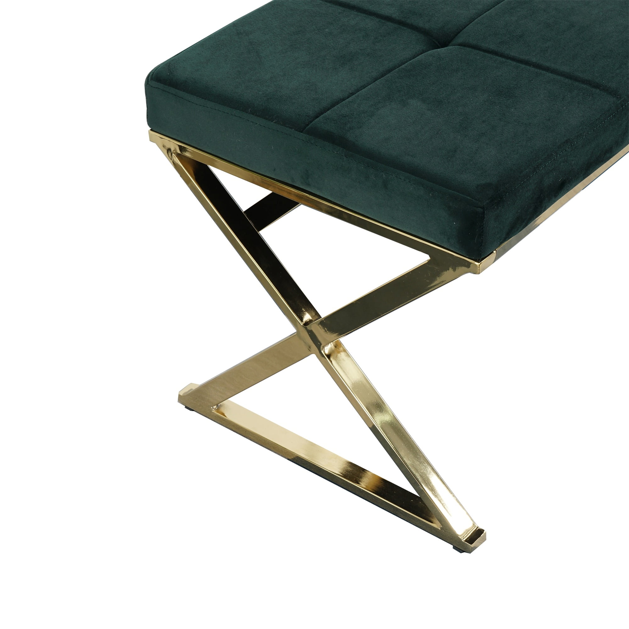 Kadyn Morden Bench, Upholstered Ottoman Bench for Bedroom, Tufted End of Bed Bench for Entryway, Green