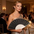 thumbnail image 4 of SIYTUAU Plastic Folding Fan With Glitter Fabric And Transparent Ribs For Party Dance Performance And Summer Cooling 9 Inches, 4 of 7