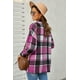 thumbnail image 2 of ABPHQTO Chaqueta camisera abotonada con estampado de rosas a cuadros para mujer, 2 of 5