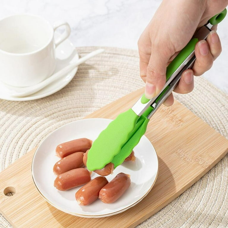 Non-Slip Silicone Food Tong Stainless Steel Kitchen Tongs Heat