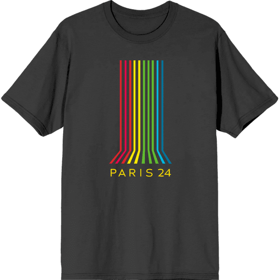 Colorful Lines Adult Charcoal Crew Neck Short Sleeve Tee-Medium